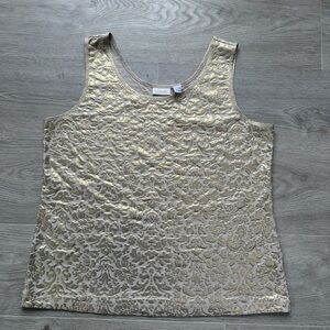 Chico's Gold Foil Scroll Metallic Tank Top - NWT Size 2 or US Large Size 12